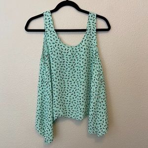 Mint Green Tank Top with rainbow geometric print